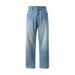 Men's Relaxed Straight Leg Jeans – Vintage Ice Blue Cleanfit Denim Pants With Stretch, Mid-Rise Comfort For Everyday Wear_mkmklike.com