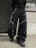 DFGIGT Men's Hip-hop Embroidered Baggy Jeans Loose Fit Denim Black Trousers_mkmklike.com