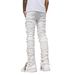 Men's Slim Fit Straight Leg Jeans High Street Style Stretch Patchwork Heavy Duty Personalized American Trendy Black Blue_mkmklike.com