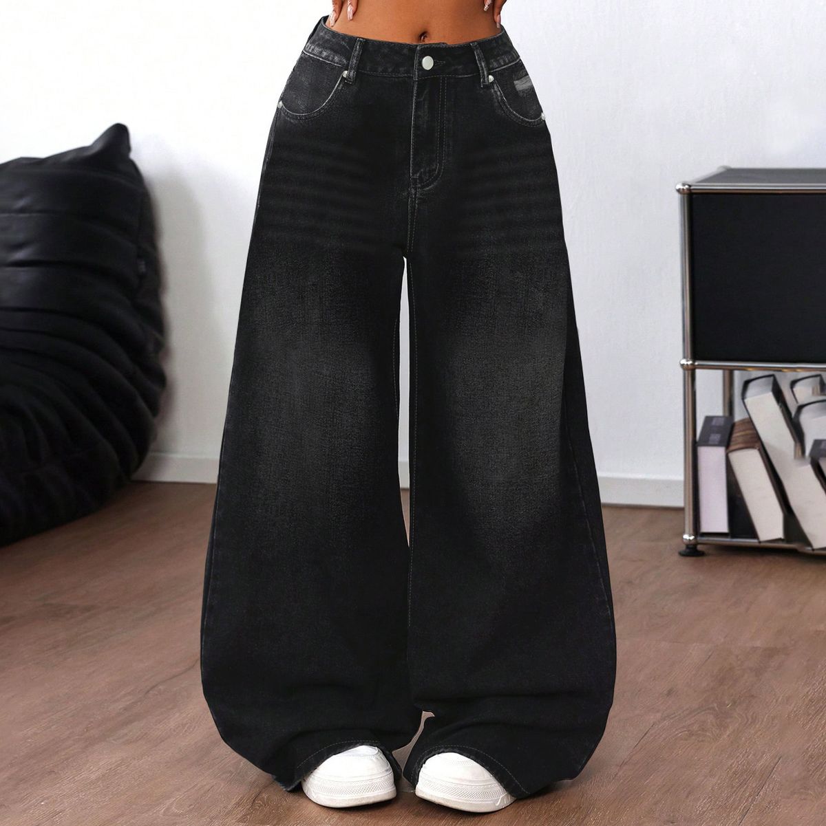 Women's Vintage Washed Distressed Jeans – Oversized Wide-Leg High Waist Denim Pants (XS-XXL)_mkmklike.com