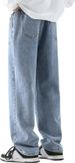 Men's Regular Fit Straight Leg Jeans Casual Drawstring Elastic Waist Denim Pants Lightweight Carpenter Jean_mkmklike.com