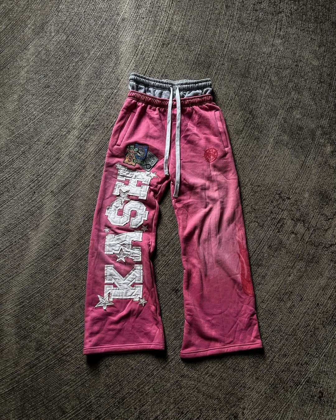 Women's Patch Embroidered Sports Casual Pants Loose Straight Leg Ins Style Long Trousers_mkmklike.com