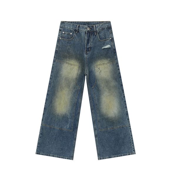 Men's Clothing American Personality Fashionable Retro Street Splicing Holes Old Design Jeans Tide_mkmklike.com