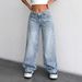 Women's High Waist Wide Leg Jeans Smoky Gray Washed Retro Style Loose Fit Mopping Pants For Autumn Winter Fashion_mkmklike.com