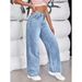 Men's & Women's Loose Fit Denim Jeans Summer Trendy Streetwear Cotton Straight-Leg Pants With Pockets_mkmklike.com