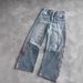 European And American Cross-border Popular Vintage Harajuku Embroidered Plum Blossom Pure Cotton Washed Denim Jeans,_mkmklike.com