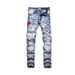 Trendy Personality Casual New Style Men's Slim Fit Embroidered Jeans With Patches And Ripped Details_mkmklike.com