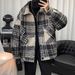 Woolen Tweed Style Plaid Men High-end Autumn New Trendy Brand Coat American Retro Loose Jacket_mkmklike.com