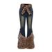 Lace-Up & Leopard Print Jeans For Women – Edgy Stretch Denim With Faux Fur Accents (Trendy & Comfortable Fit)_mkmklike.com