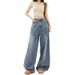 Retro High-waisted Wide-leg Jeans For Women, 2026 New Style, Loose Fit, Slimming, Casual, Drapey, Straight-leg,_mkmklike.com