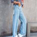 Women's Clothing New Washed High Waist Denim Casual Fringed Trousers For Women_mkmklike.com
