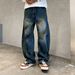 Men's Clothing Washed Distressed Jeans Wide Leg American Streetwear Distressed Jeans – Oversized Straight Fit, Washed & Ripped (S-5XL, 4 Colors)_mkmklike.com