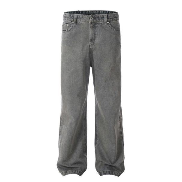 Men's Retro Washed Gray Flared Straight Jeans | Cleanfit Casual Pants | Distressed Detail | S-3XL_mkmklike.com