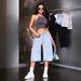 Light Blue Washed Cropped Denim Shorts for Women High Waisted Wide Leg Pants European American Style Rhinestone Embellished_mkmklike.com
