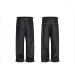 Men's Jeans Vitnage Hip Hop Zipper Wax Coated Original For Men Straight Ropa Hombre Black Denim Trousers Streetwear_mkmklike.com