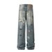 High Street Vintage Distressed Jeans - Acid Wash Streetwear Pants With Splatter Paint Detail_mkmklike.com