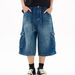 Summer New American Style Loose Fit Three-Dimensional Pocket Capri Pants Unisex Cargo Denim Shorts Versatile Slimming_mkmklike.com