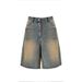 Men's Clothing Retro Distressed Wide Leg Pants For Women In Summer High Waist Loose Slim All Match Straight Denim Mid Length Pants_mkmklike.com
