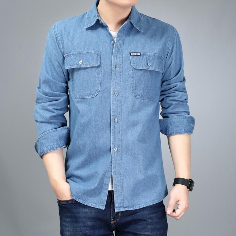 Pulse Loose Fit Denim Summer Autumn Plus Size Long Sleeve Men's Workwear Youth European And American Spring Sun Protection_mkmklike.com