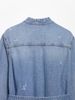 Distressed Denim Shirt Jacket For Women - Casual Oversized Button Down Top With Stylish Ripped Details (XS/S/M/L)_mkmklike.com