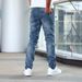 Slim Fit Stretch Denim Jeans For Men - Comfortable Blue Skinny Jeans With Enzyme Wash, Mid-Rise Waist, All-Season Casual Pants_mkmklike.com