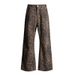 Streetwear Loose Fit High Waist Flared Jeans With Coffee Brown Leopard Print - Japanese Style Wide Leg Denim Pants For Women_mkmklike.com