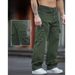 Men's Washed Green Cargo Jeans – Relaxed Fit, Multi-Pocket Utility Design, All-Season Comfort_mkmklike.com