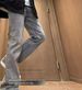 Cleanfit Men's Smoky Gray Cement Colored High Street American Retro Vibe Pants, Slim Fit, Slightly Flared._mkmklike.com