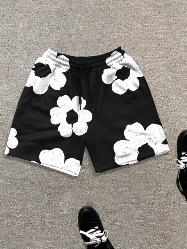 Men's Trendy Blue Shorts Classic Straight Fit Casual Pants Five Point Paint Coated_mkmklike.com