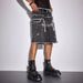 Men's European And American High Street Style Denim Shorts Rhinestone Embellished Retro Hip Hop Straight Leg Loose Double Waist Five Point_mkmklike.com