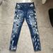 Men's Clothing Men's Stretch Slim Fit Skinny Jeans Style Light Luxury Distressed Patched Trousers Trendy Paint Splatter Denim_mkmklike.com