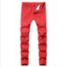 Men's Clothing Men's Slim Fit Ripped Jeans Summer Casual Elastic Knee Hole Five Color Trendy Pants For Formal & Casual_mkmklike.com