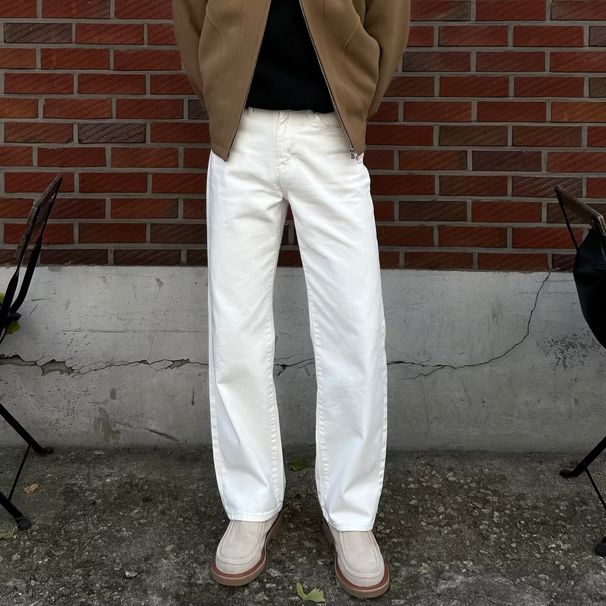 Men's Clothing Men's Stretchy Wide Leg Jeans Casual Straight Leg Trousers Style For Spring And Autumn For Formal & Casual_mkmklike.com