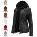 Hooded leather jacket two-piece set can remove oversize leather jacket female PU washed leather_mkmklike.com