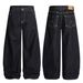Unisex High Street Vintage Jeans – Turquoise Washed Relaxed Fit With Raw Hem (S-XXL)_mkmklike.com