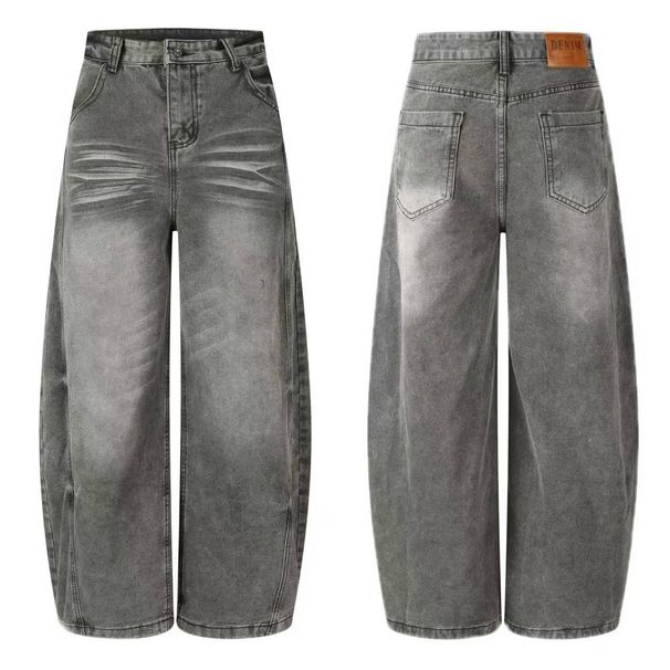 Vintage Washed Distressed High Waist Straight Leg Jeans For Women - Retro American Style Oversized Loose Fit Denim Pants With Two-Tone Design_mkmklike.com