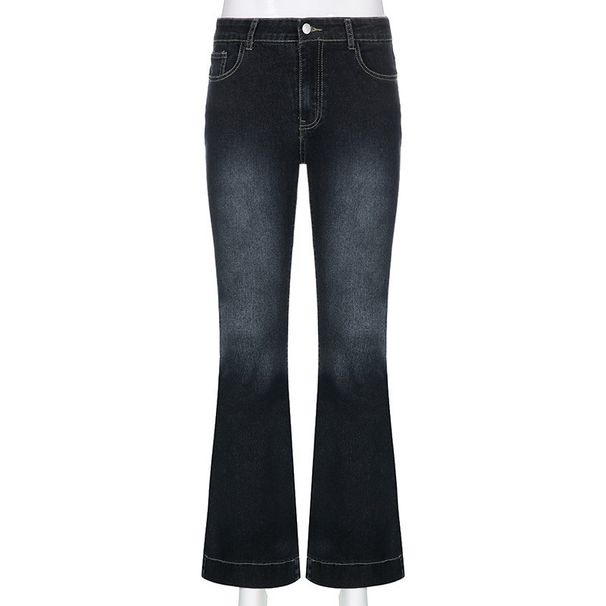 K New Women's Straight Leg Micro Flared Jeans With Street Style, Spicy Girl, Low Waist, Floor Length Pants, Long Pants_mkmklike.com