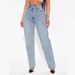 Women's Clothing Oblique Waist Retro Heavy Washing Straight Denim Trousers_mkmklike.com