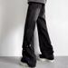 Men's Clothing Deconstructed Button-Fly Jeans - American High Street Style Straight Leg Pants With Raw Hem & Distressed Details (S-3XL, Black/Blue)_mkmklike.com