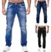 High Quality New Style Men's Slim Double Line Jeans Gold Classic Tricolor Jeans New_mkmklike.com