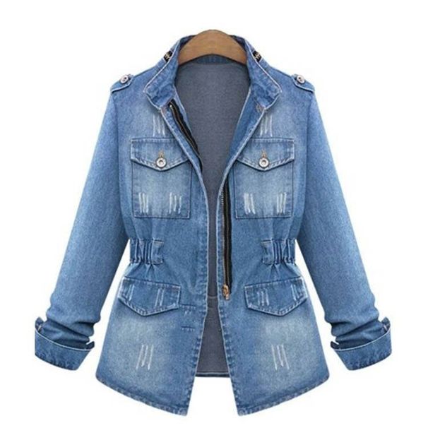 Jacket Station Autumn And Winter Women's Denim European Large Size New Fat Long Sleeve European Women 6195_mkmklike.com