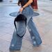 Women's Floral Print Denim Pants – High-Stretch Cotton, Relaxed Fit, Boho-Chic Streetwear (S-XXL, Mid-Rise, Classic Blue Wash)_mkmklike.com