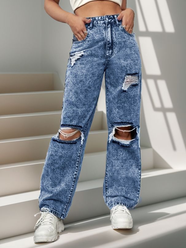 New Women's Ripped Street Jeans Pants Fashion Street Jeans_mkmklike.com