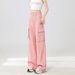 Pink Workwear Jeans For Women, Summer 2026 New Style, American-style Loose Fit, Slimming Straight High-waisted Drapey_mkmklike.com