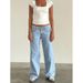 Retro High-Waisted Non-Stretch Washed Straight Leg Jeans for Women Summer Style Street Style Wide Leg Jeans_mkmklike.com