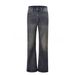 "Vintage Washed Painterly Denim Pants – Relaxed Straight-Leg Drop Cuff Trousers For Retro Streetwear (Polyester Blend)"_mkmklike.com