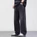 "Men's Distressed Wash Wide Leg Jeans – Vintage-Inspired Relaxed Fit Denim Pants With Raw Hem (90s Retro Style, High Waist Comfort"_mkmklike.com