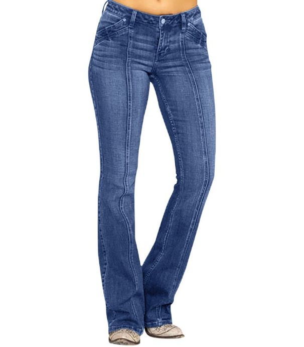 Women's Clothing Denim Low Waist Bone Breaking Flared Trousers_mkmklike.com