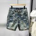 Men's Retro Jacquard Denim Shorts Trendy New Summer Style Cool And Stylish Versatile Shorts_mkmklike.com