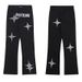 Women's Clothing Black High Waist Slim Workwear Jeans For Women Spring Retro Print Star Trousers Loose Wide Leg Pants_mkmklike.com